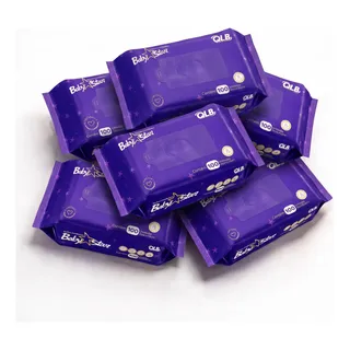 Kit 600 Lenços Umedecidos Baby Star Roxa - 6 Pacotes 100un