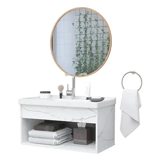 Riverzza Gabinete Banheiro Em Mdf + Cuba Pia - Zoff Riverzza