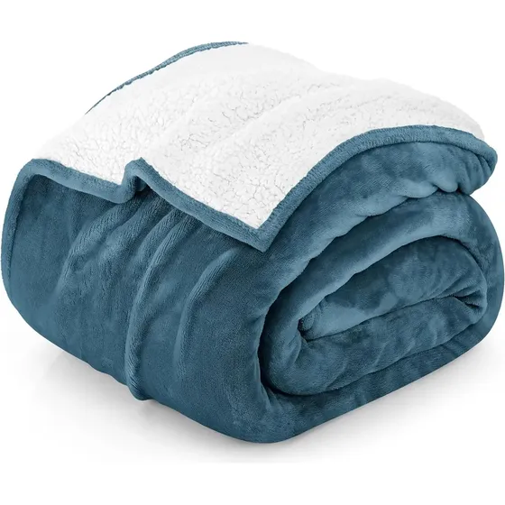 Manta Corderito Everest 1 Plaza 200x150 Cm Suave Color Azul Diseño de la tela Liso