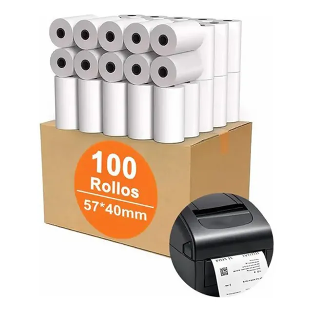100 Rollos Papel Termico Miniprinter 57x40 Impresora 58mm