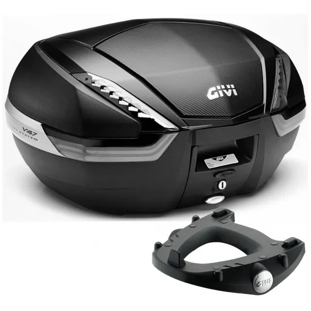 Baú Givi V-47 Carbon Fumê (monokey) + Base M5