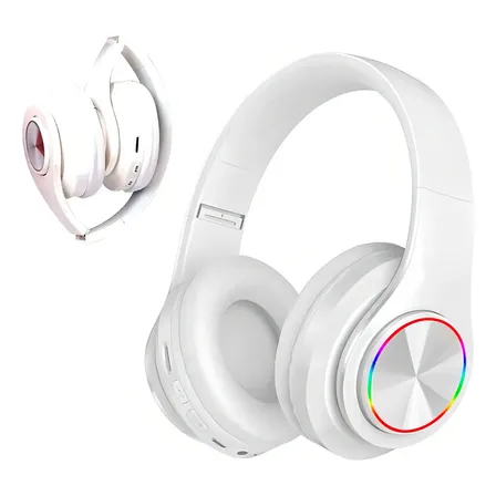 Fone De Ouvido B39 Branco Bluetooth Rádio Microfone Wireless Cor Da Luz Rgb