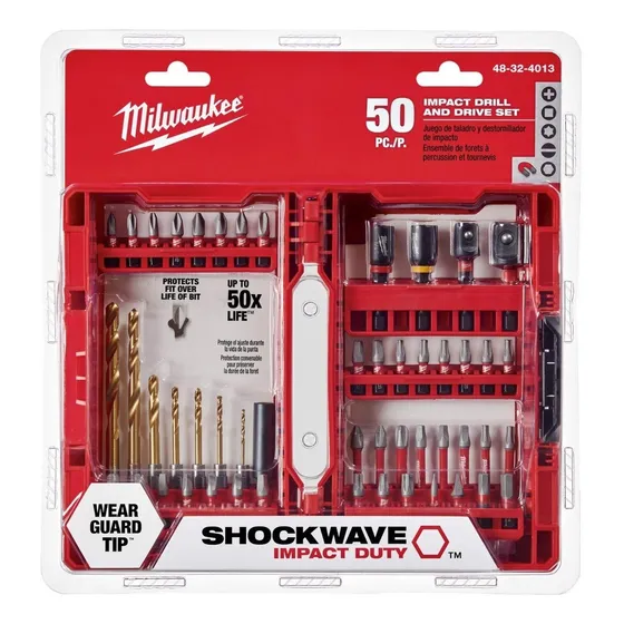 Set De 50 Puntas Y Accesorios Impacto Shockwave Milwaukee