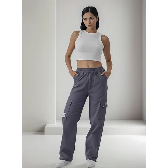 Pantalon Cargo Hombre Vulkano Puño Ajustable Gris