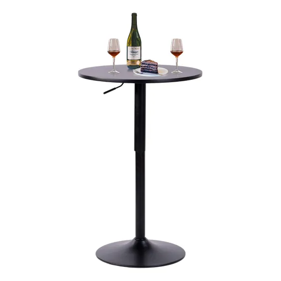 Mesa De Bar Redonda Moderno De 60cm, Altura Ajustable Negro