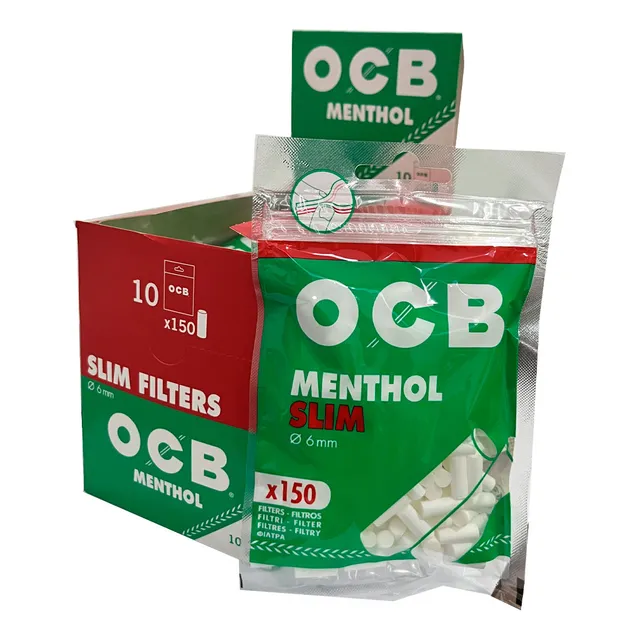 Filtro Ocb Menthol Slim 6mm Com 150 Filtros Caixa Fechada