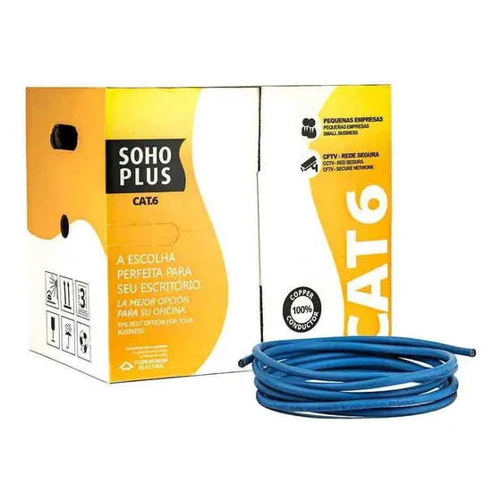 Caixa Cabo De Rede Soho Plus Furukawa 305 M Cat6 100% Cobre Cor Azul