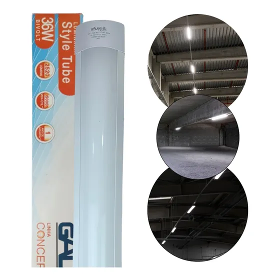 Luminária Style Tubolar Led 6500k Fria 36w Bivolt 120cm 60hz