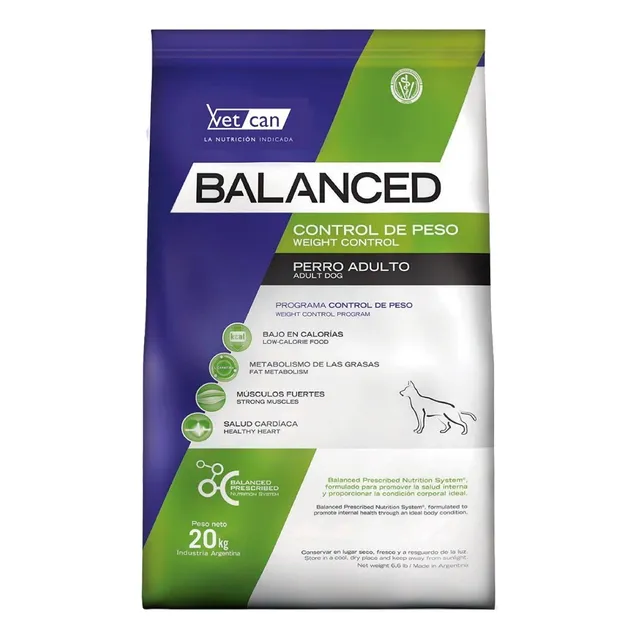 Alimento Vitalcan Balanced Control de Peso para perro adulto todos los tamaños sabor mix de 20 kg