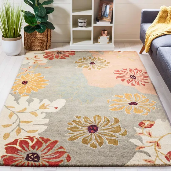 Multicolor Met990a Hecha Mano Floral Lana Premium