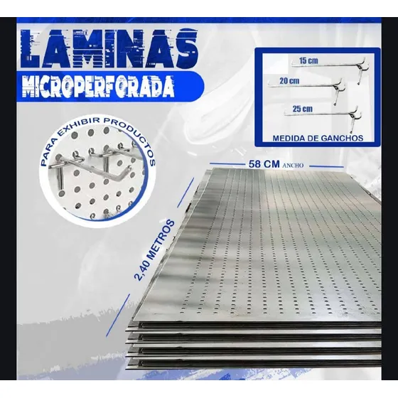 Lámina Micro Perforada De Metal Para Excibir.4m X 56cm 0.9mm