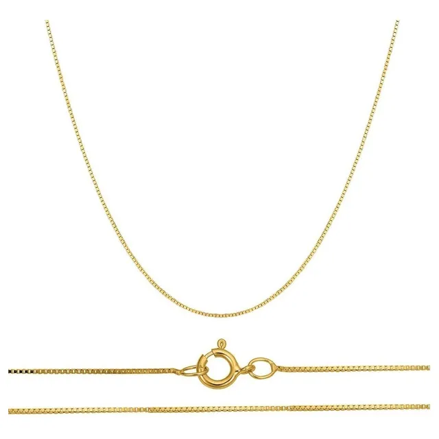Cadena Collar Cubo Oro 10k 45cm .6mm .9gr Italiano Color Dorado