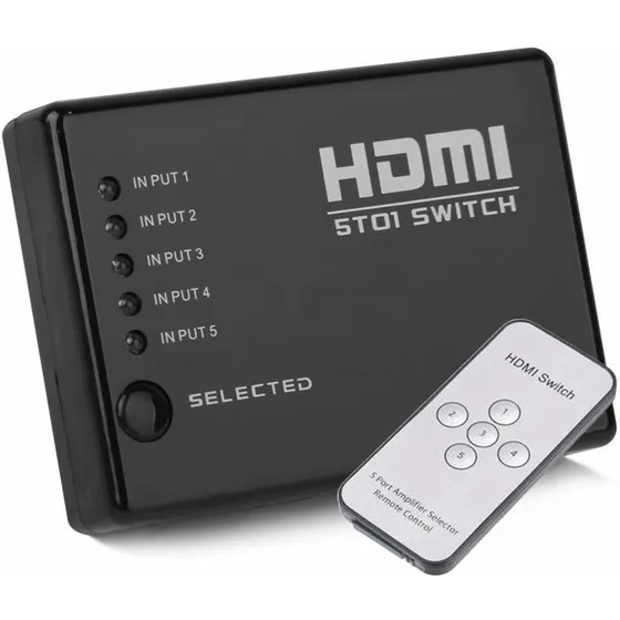 Switch Hdmi 5 Puertos Full Hd 1080p Con Control Remoto ®