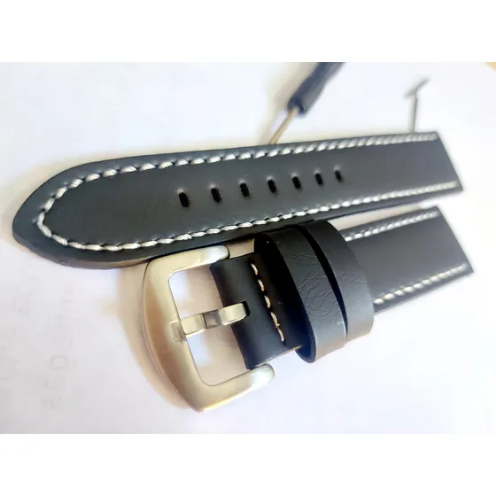 Pulseira Relógio 22mm Couro Preto Alternativa Lcte