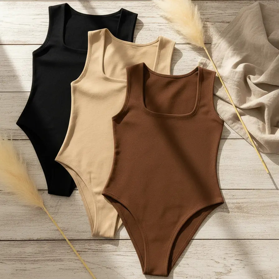 Kit 3 Body Plus Size Regata Decote Quadrado Conforto Estilo