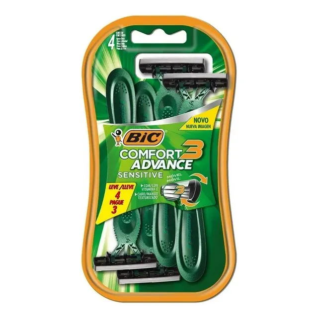 2 Pza Rastrillo Bic Comfort 3 Advance Sensitive 4 Pzas
