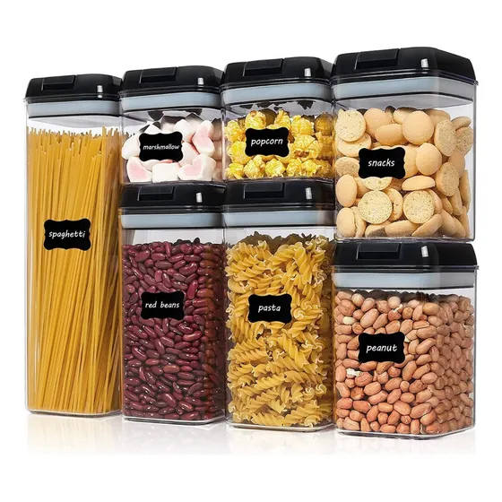 Set De 7 Contenedores Hermeticos De Plastico Cocina Despensa
