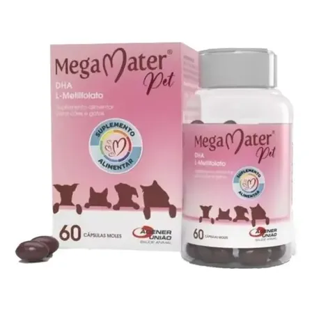 Mega Mater Pet Agener União Cápsulas Dha Peixe 60un Cão/gato