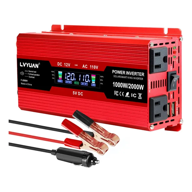 Convertidor De Corriente Para Carro Lvyuan 1000w 12v A 110v