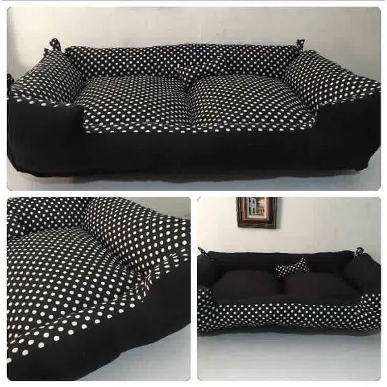 Cama Grande Para Pets Vest Pet Convencional Preto/Branco