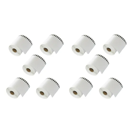 Pack 10 Económico Rollo Dk 2205 62mm 30,48m Cinta Rotuladora
