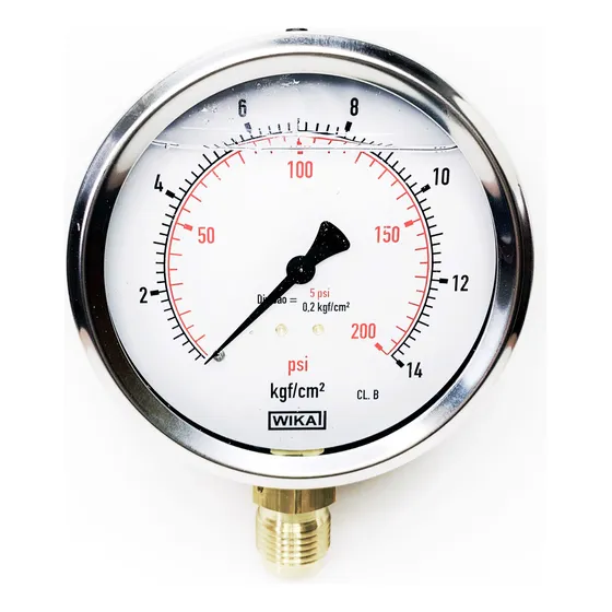 Manômetro 100mm 0-14 Kgf/cm2x 200 Psi Vertical Com Glicerina