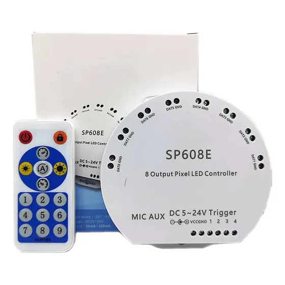 Controlador Led Pixel Sp608e 8ch Bluetooth Soporta 4800 Leds