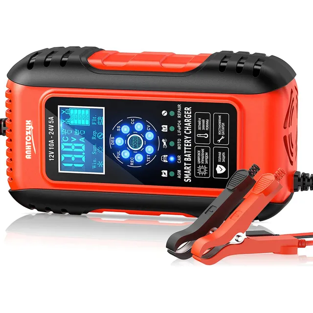 Cargador Batería Inteligente Anhtczyx De Auto Rápido 24v 12v Color Rojo