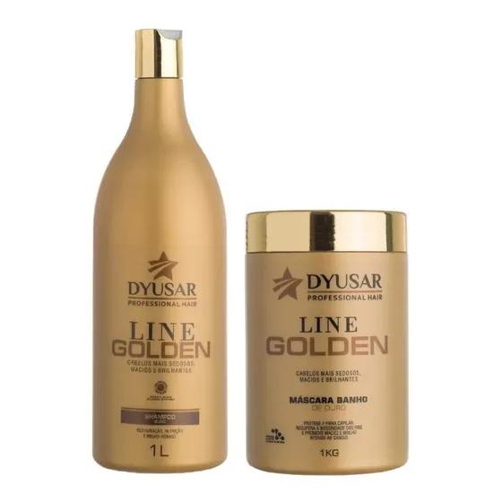 Kit Banho De Ouro Line Golden Shampoo E Mascara Dyusar 1 Kg