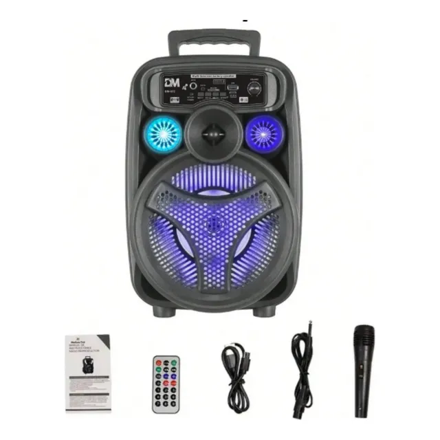 Bocina Portatil De 8  Dm-872 Con Luces Led Y Bluetooth
