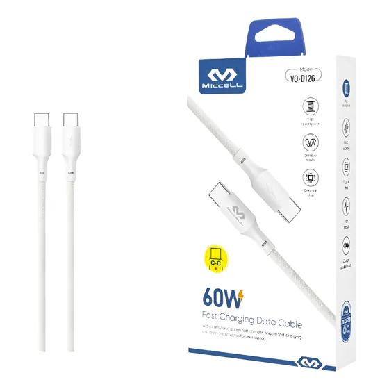 Cable Usb Tipo C A Tipo C (60w) Arga Rápida 120cm Blanco