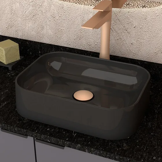 Cozimax Luna cuba pia para banheiro lavabo cor preto 27cm x 9.3cm