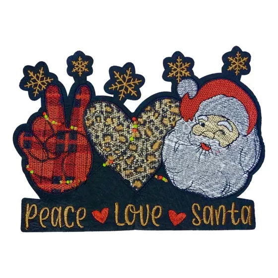 Parche Santa Claus Navideño Bordado Tamaño Grande Planchable