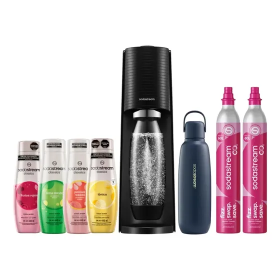 Megapack Sodastream Terra Black + Fizz&go Storm Negro