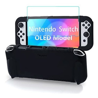 Funda De Silicona+protector Con Nintendo Switch Oled Black Funda De Silicona+protector Con Nintendo Switch Oled Black