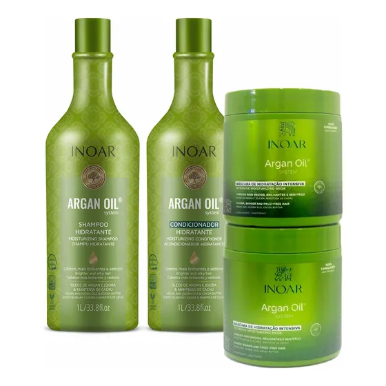 Inoar Kit Shampoo + Condicionador 1l + Máscara Argan Oil 1kg