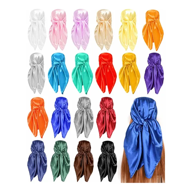Bufandas De Moda De Seda Unicolor De 35 Pulgadas (90x90)cm.