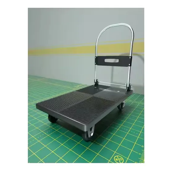 Carro De Carga Pequeño Plegable De Plástico 150kg 70x45cms Negro