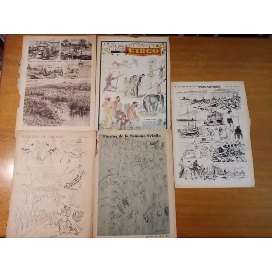 Láminas De Dibujos  Del Pintor Uruguayo Eduardo Vernazza. 