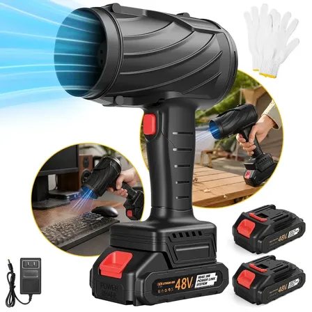 Soprador Turbo Portátil 48v Recarregável 2 Baterias Mini De Mão, Potente, Folhas Pó Limpeza Carro