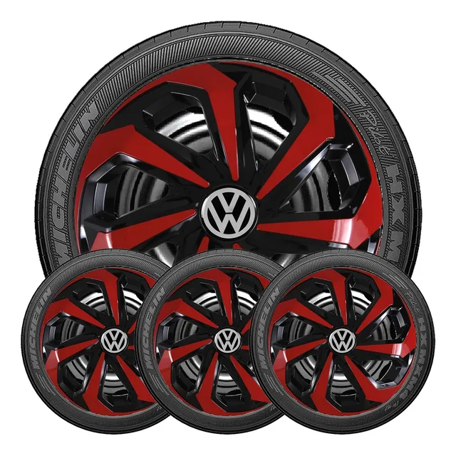 Jogo 4 Calotas Aro 14 Spider Reforçadas Vw Saveiro Fox Golf