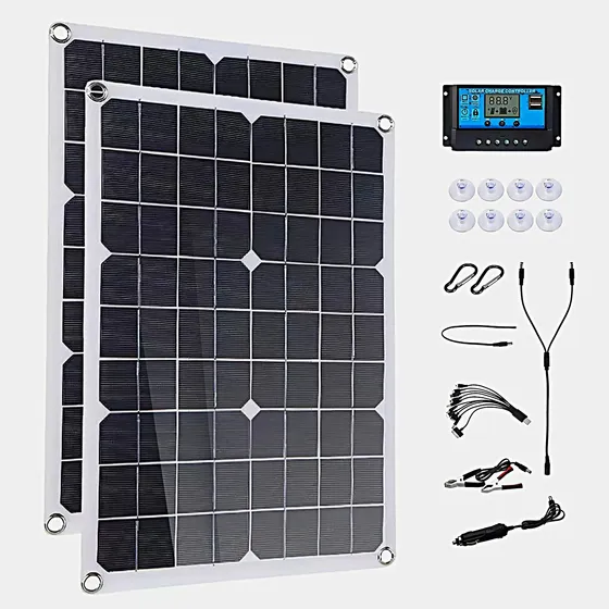 2 Paneles Solar 40w Con Controlador De Carga Kit Solar