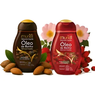 Kit 2 Óleo De Banho Glicerinado Amêndoa + Rosa Mosqueta Liqu