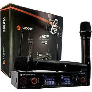 Microfone De MĂŁo Duplo Sem Fio Kadosh K-502m DinĂąmico Microfone De MĂŁo Duplo Sem Fio Kadosh K-502m DinĂąmico