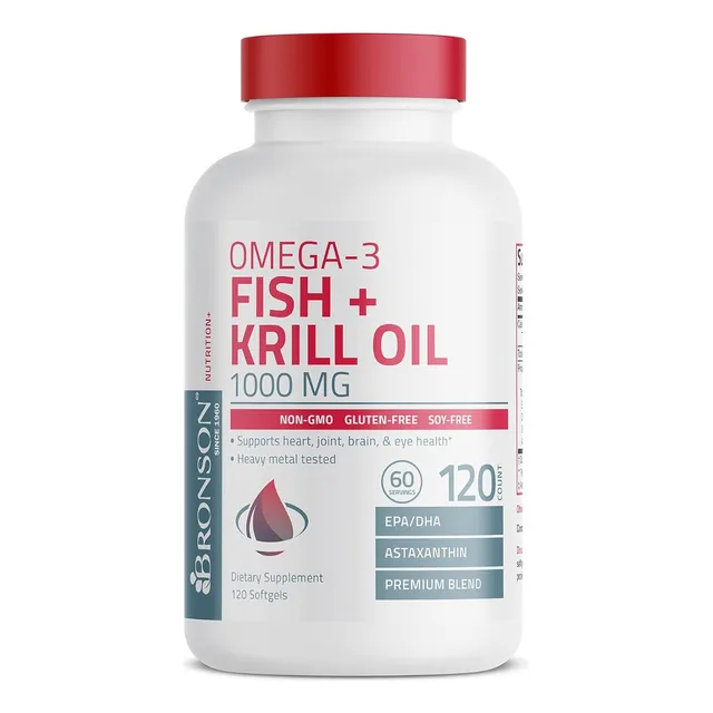Omega-3 + Aceite De Krill 1000 Mg Bronson 120 Softgel Sabor Sin Sabor