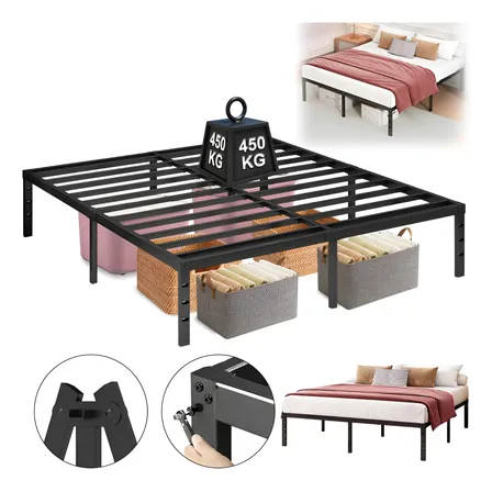 Estrutura De Cama Metal Casal C/espaço De Armazenamen 400kg Preto Hot Wheels