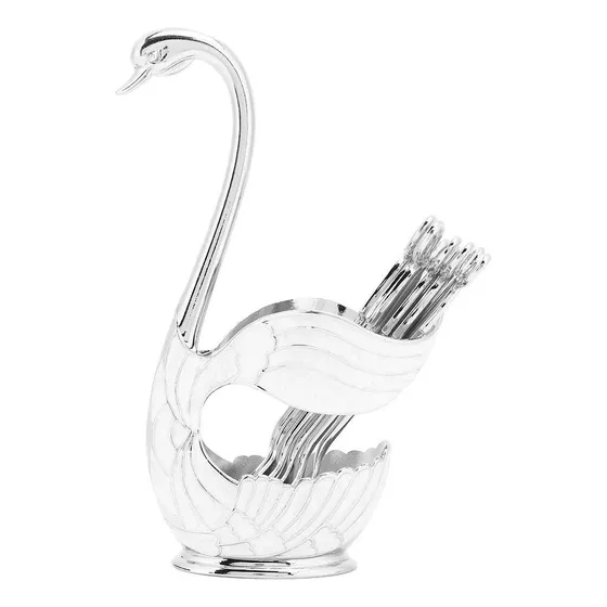 Set De Cucharas De Postre De Café Con Soporte, Cisne Para...