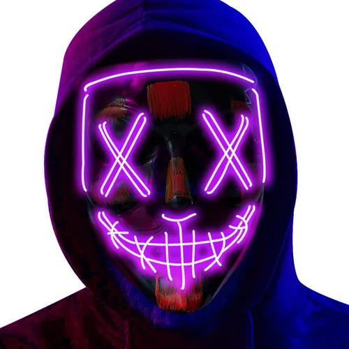 Mascara Led La Purga Bicolor Disfraz De Halloween The Purge Color Púrpura Diseño Purple