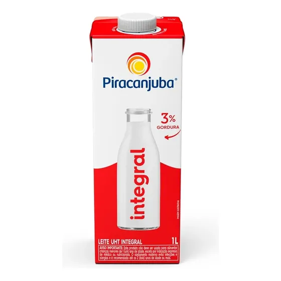Leite UHT Integral Piracanjuba Caixa com Tampa 1l