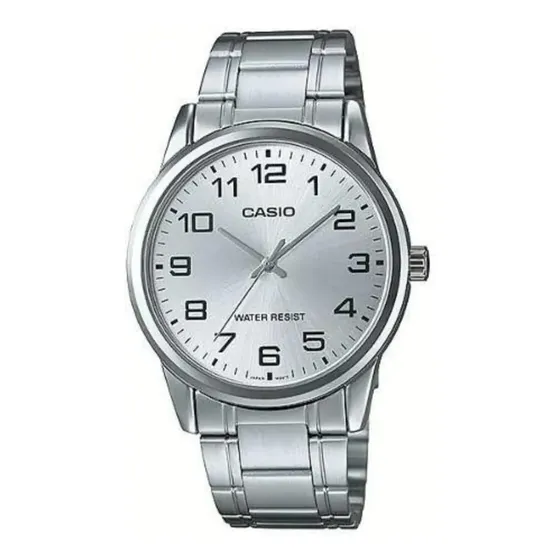 Reloj pulsera Casio MTP-V001D-7BU con correa de acero inoxidable color plateado | Cuotas sin interés